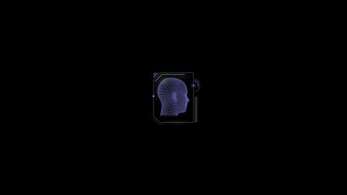 HUD-Elementanimation eines menschlichen 3D-Kopfes