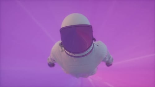 Astronaut in Space Tunnel Music and Nightclub Concept Retro 80s Style Synthwave Background
