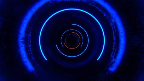Blue And Red Strobe Sci Fi Luminescent Cyber Tunnel Background Vj Loop In 4K