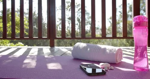 Yoga Mat and Fitness Accessories on Deck
