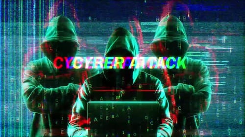 Cyber Attack On Hack Screen And Data Matrix Simulation With Futuristic Hud Screen
