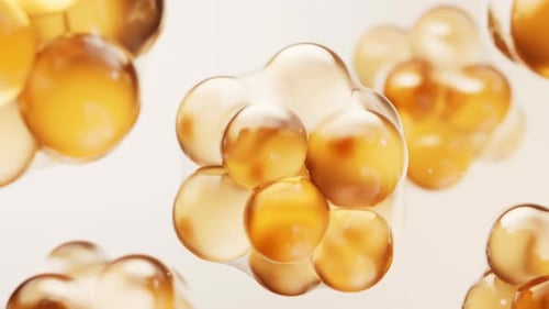 Pulsating Abstract Golden Fluid Spheres Loop Animation