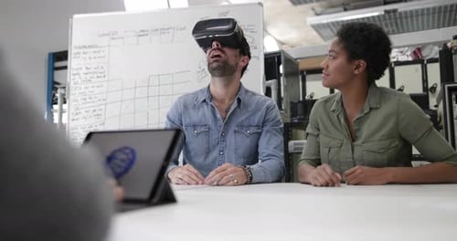 Team working on virtual reality headset