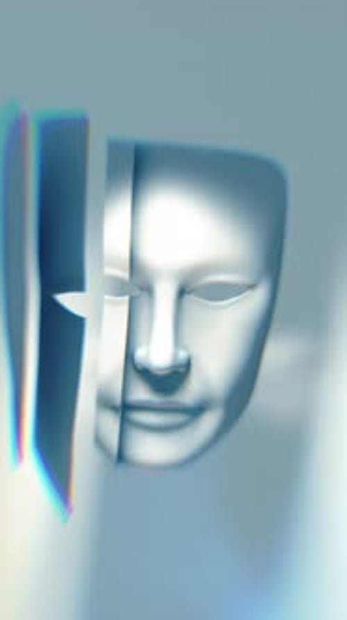 Abstract Digital Face Glitch Slicing Effect