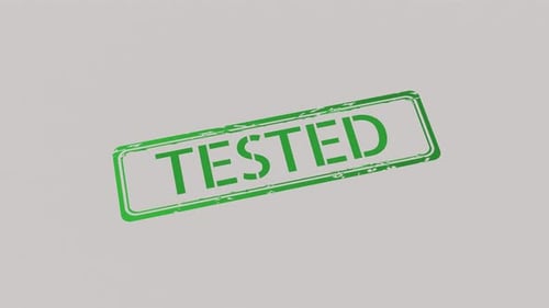 Green Tested Rubber Stamp Animation