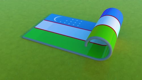 Animated 3D Uzbekistan Flag Unfurling