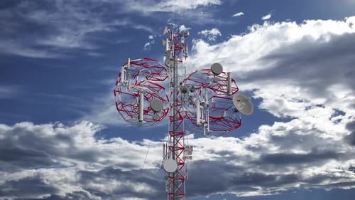 Cloud-Zeitraffer der 6-G-Telekommunikations-Basisstation