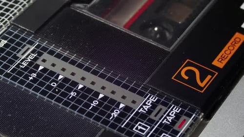 Analog Tape Recorder VU Meter Fluctuating Close-Up