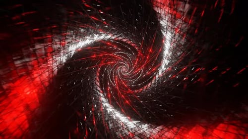 Silberner und roter Spiralnetz-Tunnelhintergrund Vj Loop in 4K