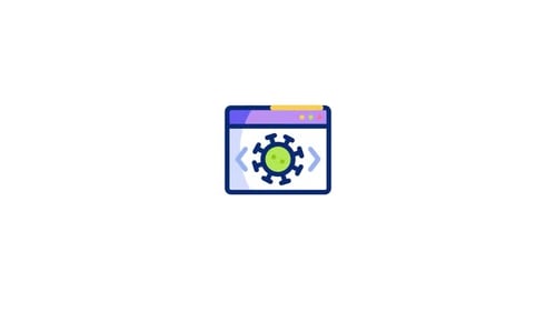 Flat Design Animation of Web Browser with Virus Icon