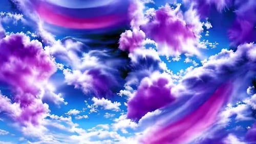 Dynamic Fluid Pink Purple Clouds in Blue Sky Background