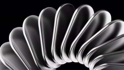 Hintergrundvideo mit abstrakten metallischen geometrischen Figuren, 3D-Rendering.