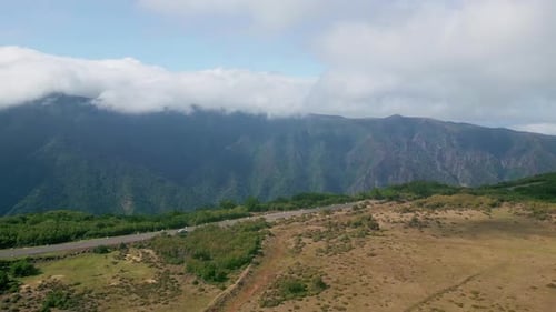 Drone Summer Mountain Range in Clouds Picturesque Tranquil Nature Scenery
