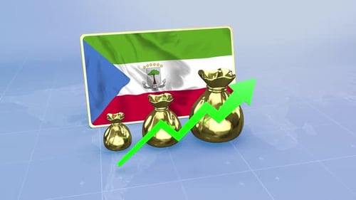 Equatorial Guinea Economy Growth with Rising Green Arrow Financial Economic Data Infographics