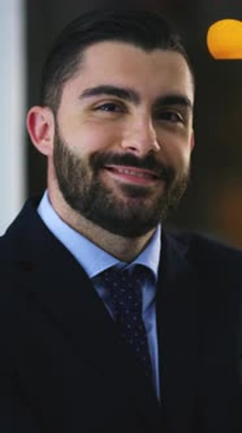 Happy, professional and face of businessman in office with confidence for finance career