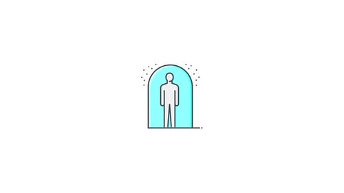 Clean Flat Design Human Figure Appearing in Protective Arch