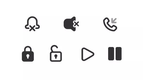 Íconos animados de interfaz de usuario de la línea de aplicaciones móviles