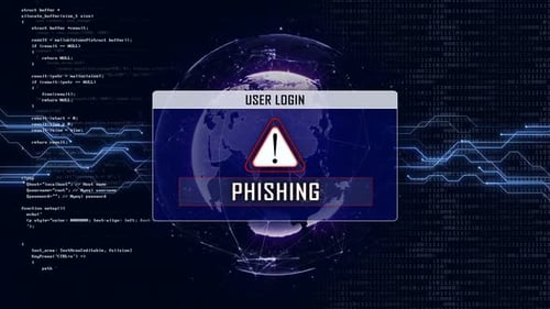 Phishing Glitch Text Animation and Futuristic User Login Interface, Looped