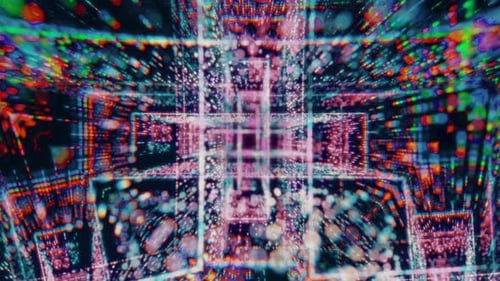 Flying Through Technology Tunnel Background