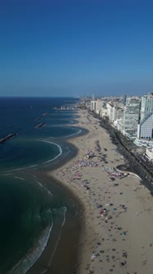 Aerial video on the beaches of Tel Aviv