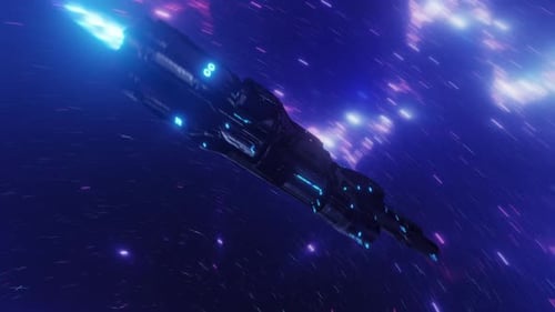 Spaceship Travels Into Deep Space And Galaxy