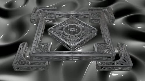 Abstract Geometric Wireframe Rotating Structure Loop