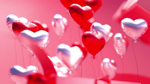 Happy Valentines Day Balloon Love Gift Heart Romance Suprise Loop Background Red
