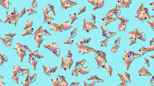 Colorful Ice Cream Cones Seamless Loop Background