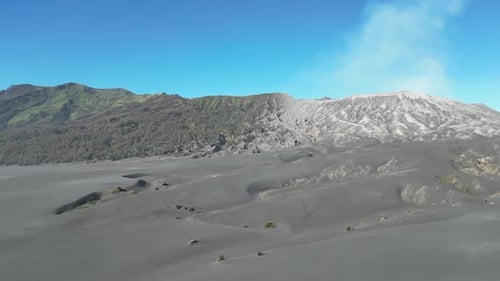 Drone Footage of Breathtaking Volcanic Terrain and Mountain in Mount Bromo