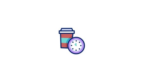 Flat Design Coffee Cup Animated Icons for Business Concepts