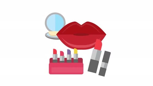 Animated Flat Design Makeup Beauty Cosmetics Icon