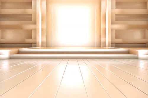 podium Futuristic showcase with platform for product displaying. Empty modern stage display