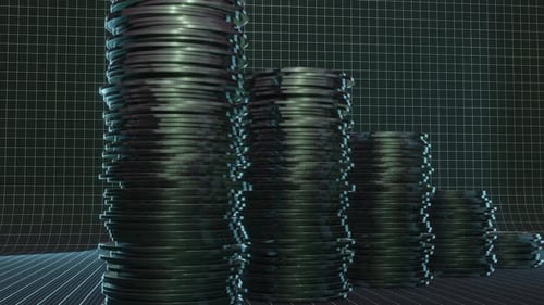 Digital Coins Stacking Up Financial Chart Animation