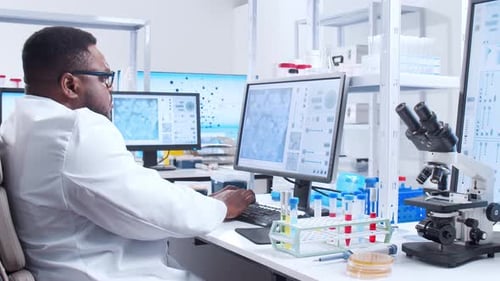 Scientist Working in Modern Bright Laboratory