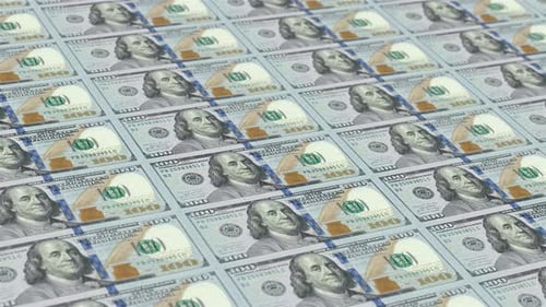 100 Money Printing Background Animation Left