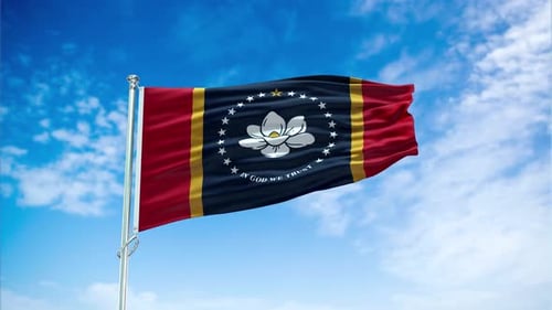 Realistic Waving Mississippi State Flag Animation