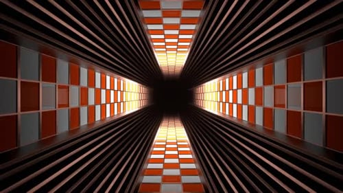 Orange And White Neon Screen Tunnel Background Vj Loop In HD