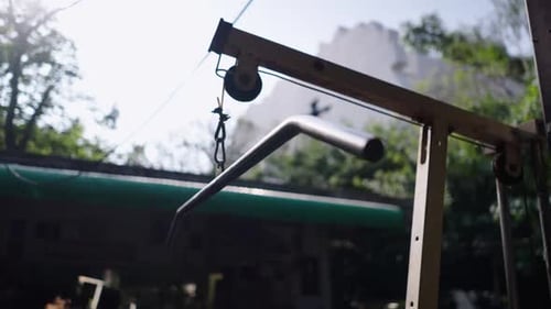 A Pulley Bar in an Outdoor Gym