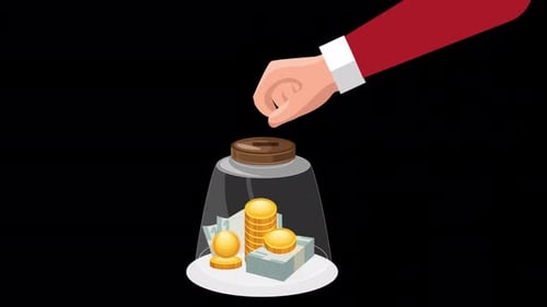 Save Money Coins Alpha Channel 4K