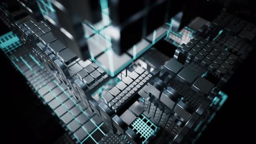 Metallic technological cube board background, 3d rendering.