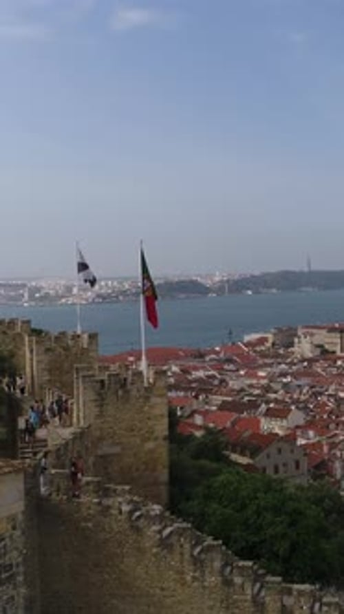 Vertical Video of Saint Jorge Castle and City Lisbon, Portugal
