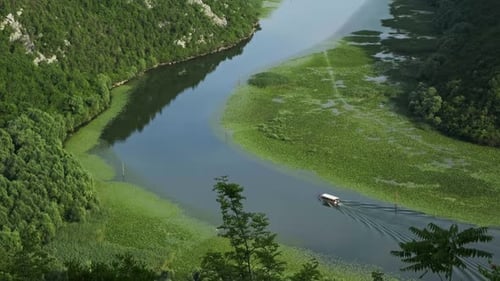 Boat on River Flowing Into Skadar Lake