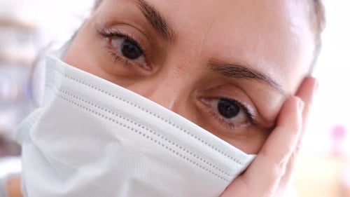 Adult Wearing a Face Mask Close-Up