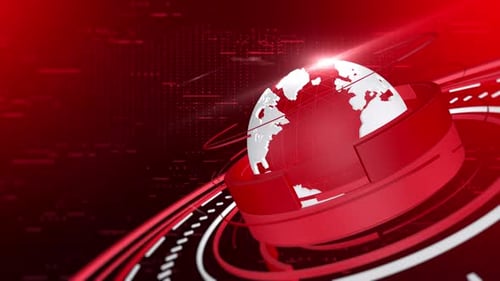 3D Breaking News Background Red V4