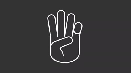 Animated counting fingers white line icon