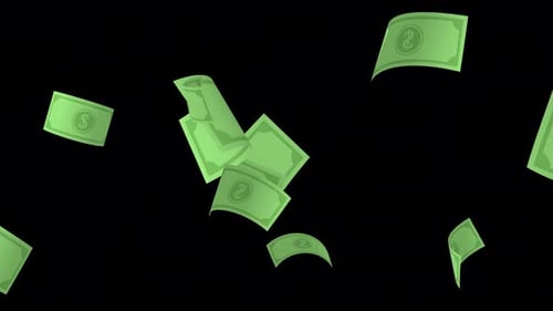 Animated Falling Green Dollar Banknotes Loop