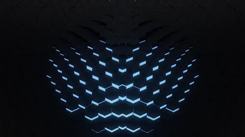Futuristic Dark Hexagonal Background with Blue Accents