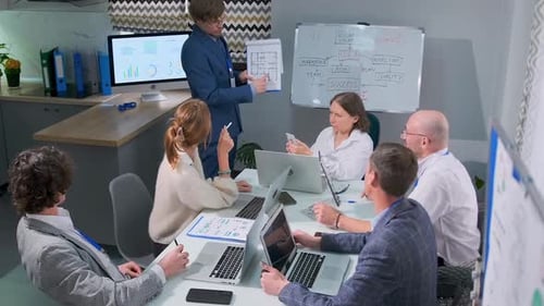 Team Discussing Business Strategy Around Table