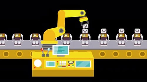 Robot Factory On Alpha Channel 4K