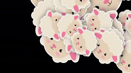 Cartoon sheep transition 4K Alpha channel